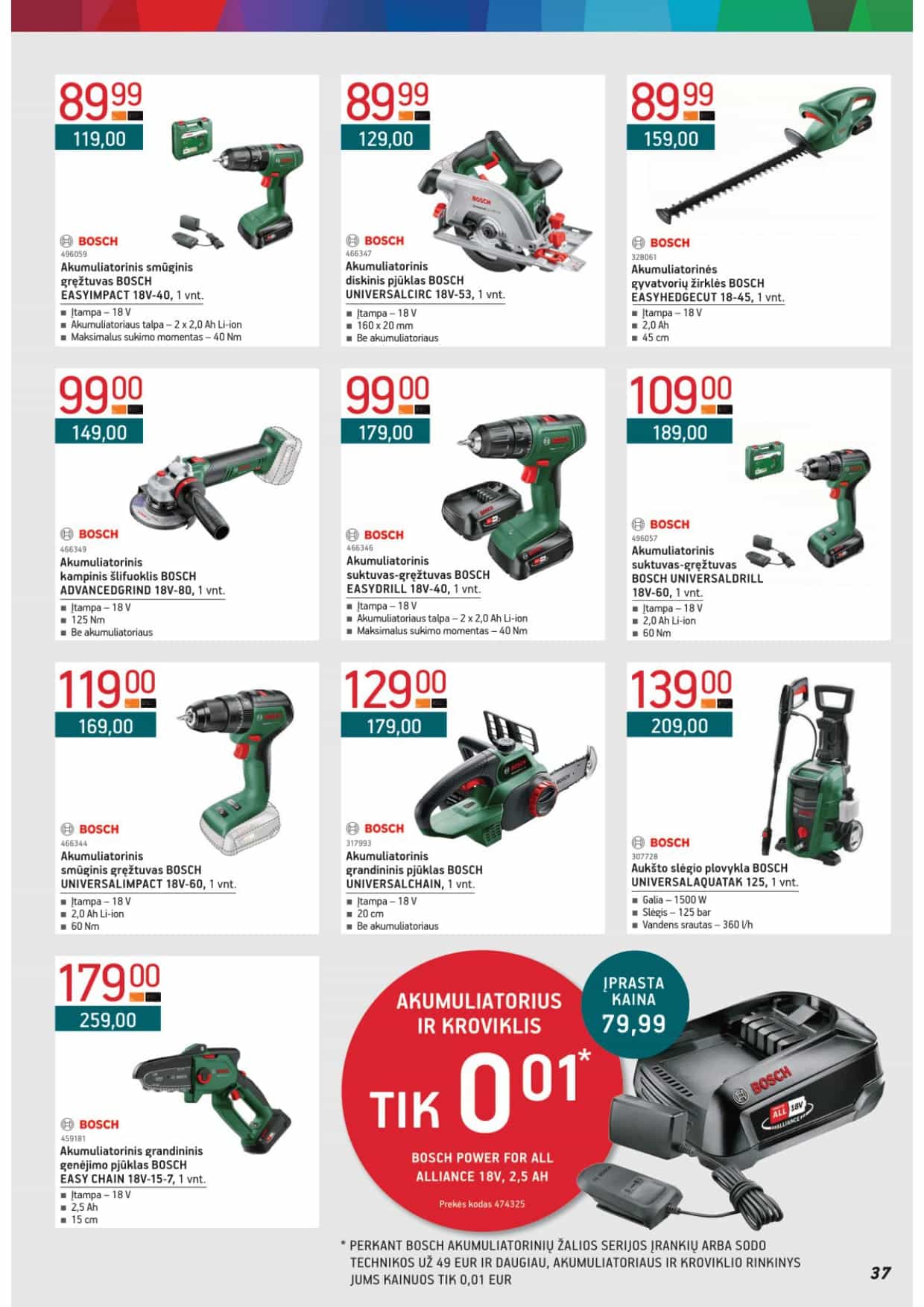 AKUMULIATORIUS IR KROVIKLIS BOSCH POWER FOR ALL ALLIANCE 18V, 2,5 AH