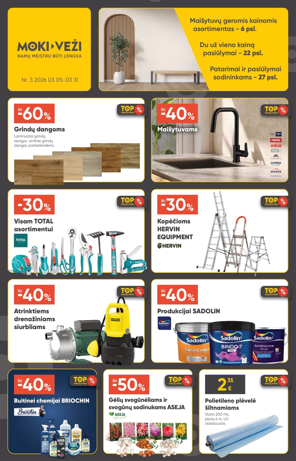 MOKI VEŽI akcijų ir nuolaidų leidinys nuo 2026.03.05 iki 2026.03.31