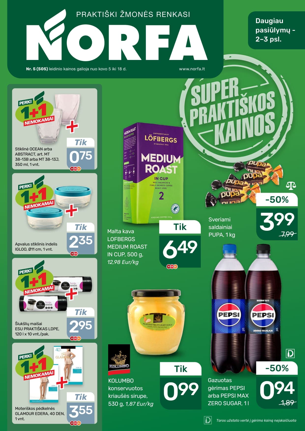 NORFA akcijų ir nuolaidų leidinys Nr. 5 nuo 2026.03.05 iki 2026.03.18