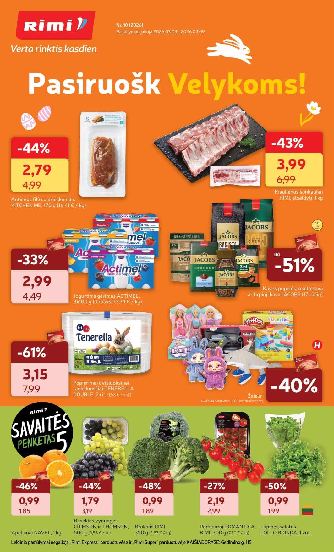 RIMI akcijų ir nuolaidų leidinys Nr. 10 nuo 2026.03.03 iki 2026.03.09