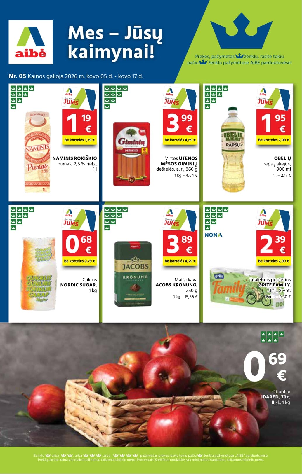 AIBĖ akcijų ir nuolaidų leidinys Nr. 5 nuo 2026.03.05 iki 2026.03.17